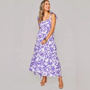 Purple floral long dress
